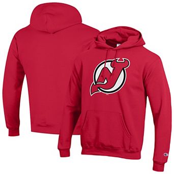 Men's Champion Red New Jersey Devils Primary Logo 1-Hit Pullover Hoodie