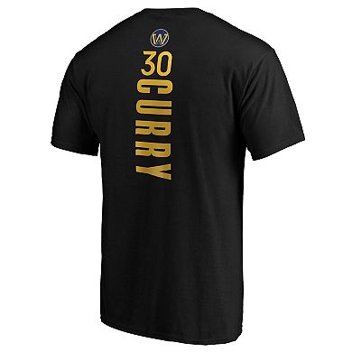 Men's Stephen Curry Black Golden State Warriors Playmaker Name & Number Logo T-Shirt