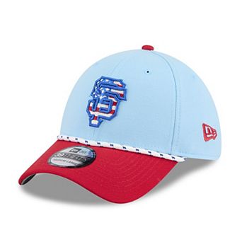 Men's New Era Light Blue/Red San Francisco Giants 2025 Fourth of July 39THIRTY Flex Hat
