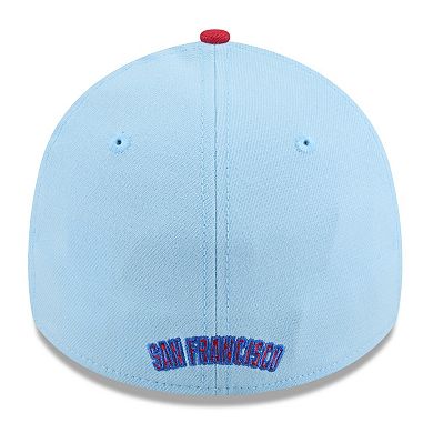 Men's New Era Light Blue/Red San Francisco Giants 2025 Fourth of July 39THIRTY Flex Hat