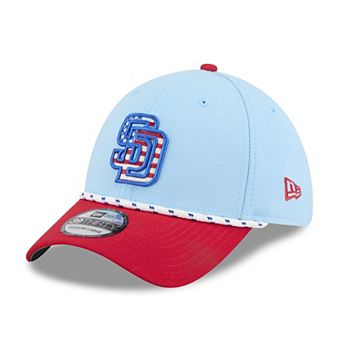 Men's New Era Light Blue/Red San Diego Padres 2025 Fourth of July 39THIRTY Flex Hat