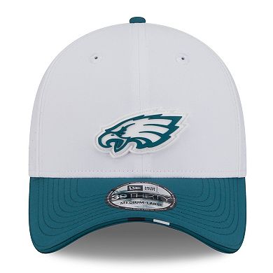 Men's New Era White/Midnight Green Philadelphia Eagles 2025 NFL Training Camp 39THIRTY Flex Hat