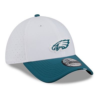 Men's New Era White/Midnight Green Philadelphia Eagles 2025 NFL Training Camp 39THIRTY Flex Hat