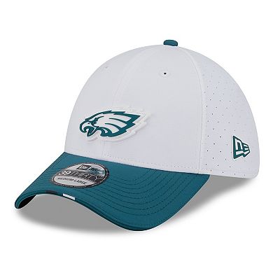 Men's New Era White/Midnight Green Philadelphia Eagles 2025 NFL Training Camp 39THIRTY Flex Hat