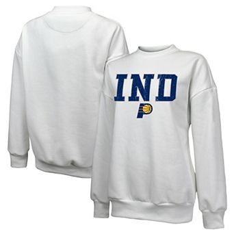 Women's Majestic Threads White Indiana Pacers Classic Tri-Blend Pullover Sweatshirt