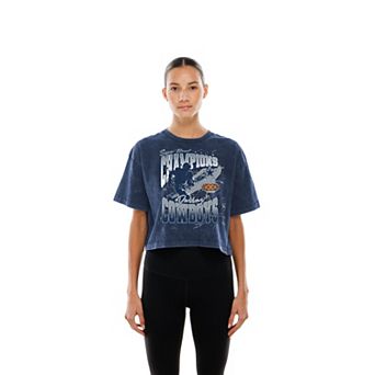 Women's New Era Navy Dallas Cowboys Cropped Boxy Sport Classics Mineral Wash T-Shirt