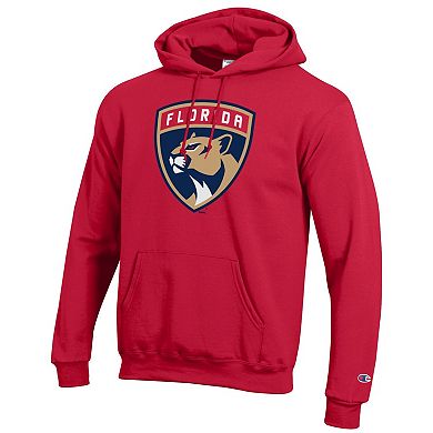 Men's Champion Red Florida Panthers Primary Logo 1-Hit Pullover Hoodie