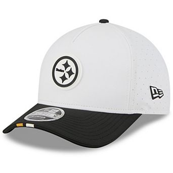 Youth New Era White/Black Pittsburgh Steelers 2025 NFL Training Camp A-Frame 9FORTY Adjustable Hat