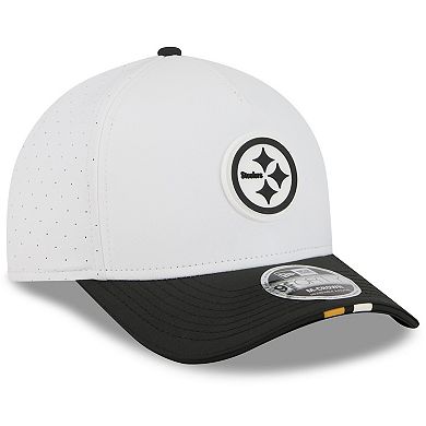 Youth New Era White/Black Pittsburgh Steelers 2025 NFL Training Camp A-Frame 9FORTY Adjustable Hat