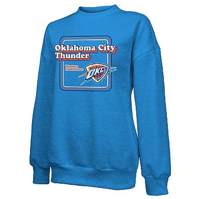 Women's Majestic Threads Blue Oklahoma City Thunder Classic Tri-Blend Pullover Sweatshirt