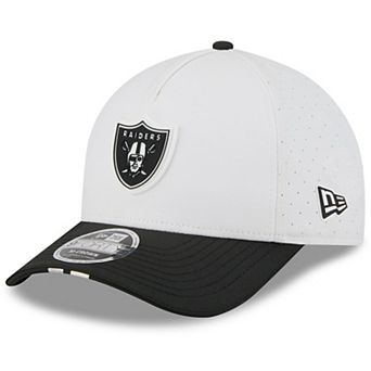 Youth New Era White/Black Las Vegas Raiders 2025 NFL Training Camp A-Frame 9FORTY Adjustable Hat