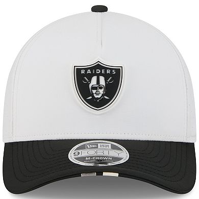 Youth New Era White/Black Las Vegas Raiders 2025 NFL Training Camp A-Frame 9FORTY Adjustable Hat