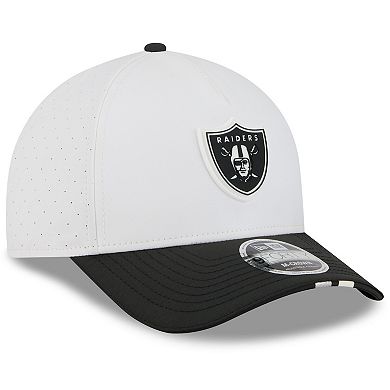 Youth New Era White/Black Las Vegas Raiders 2025 NFL Training Camp A-Frame 9FORTY Adjustable Hat
