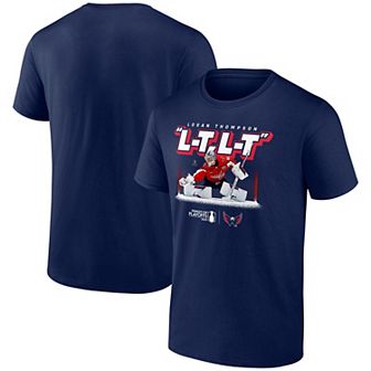 Men's Logan Thompson Navy Washington Capitals 2025 Stanley Cup Playoffs "L-T, L-T" Micro Moment T-Shirt
