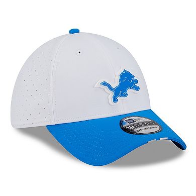 Men's New Era White/Blue Detroit Lions 2025 NFL Training Camp 39THIRTY Flex Hat