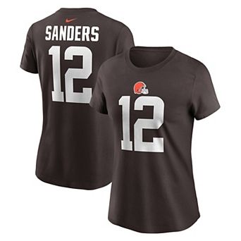 Women's Nike Shedeur Sanders Brown Cleveland Browns 2025 NFL Draft Name & Number T-Shirt