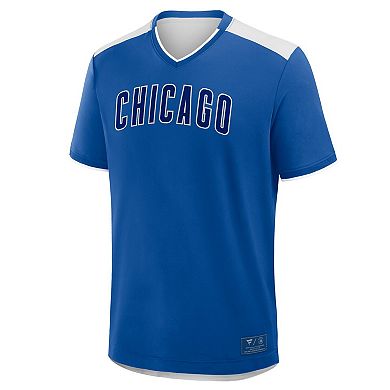 Men's Fanatics Royal Chicago Cubs Walk Off V-Neck T-Shirt