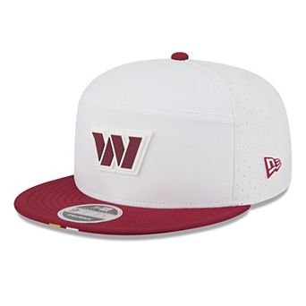 Men's New Era White/Burgundy Washington Commanders 2025 NFL Training Camp Split Panel 9FIFTY Snapback Hat