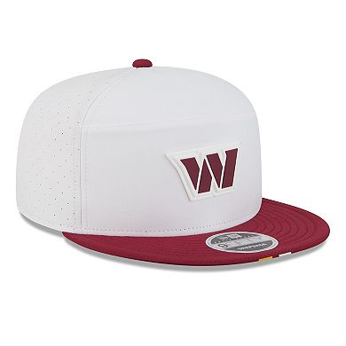 Men's New Era White/Burgundy Washington Commanders 2025 NFL Training Camp Split Panel 9FIFTY Snapback Hat