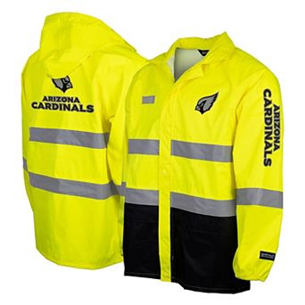 Men's Yellow Arizona Cardinals Hi-Vis Safety Waterproof Rainshell Full-Zip Hooded Jacket