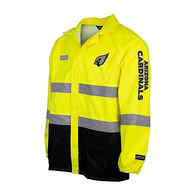 Men's Yellow Arizona Cardinals Hi-Vis Safety Waterproof Rainshell Full-Zip Hooded Jacket