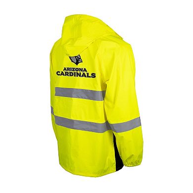 Men's Yellow Arizona Cardinals Hi-Vis Safety Waterproof Rainshell Full-Zip Hooded Jacket