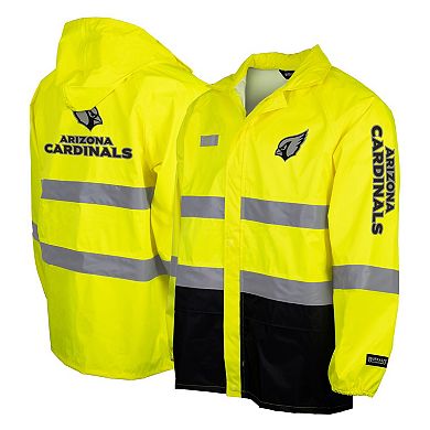 Men's Yellow Arizona Cardinals Hi-Vis Safety Waterproof Rainshell Full-Zip Hooded Jacket