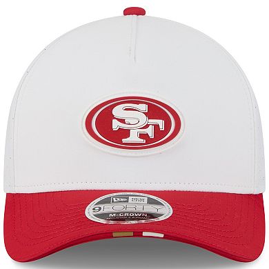 Youth New Era White/Scarlet San Francisco 49ers 2025 NFL Training Camp A-Frame 9FORTY Adjustable Hat