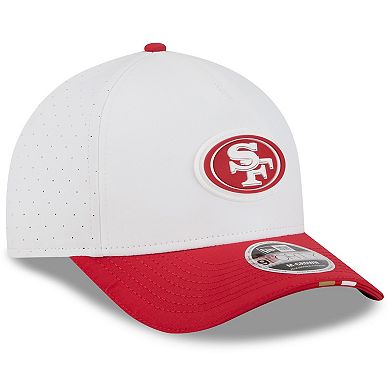 Youth New Era White/Scarlet San Francisco 49ers 2025 NFL Training Camp A-Frame 9FORTY Adjustable Hat