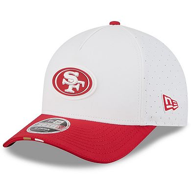 Youth New Era White/Scarlet San Francisco 49ers 2025 NFL Training Camp A-Frame 9FORTY Adjustable Hat