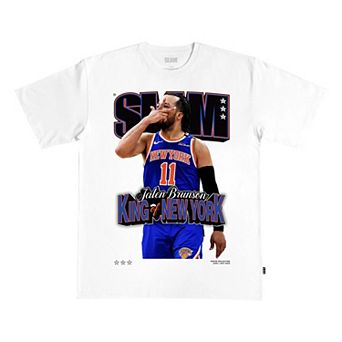 Unisex SLAM Jalen Brunson White New York Knicks King of New York Cover T-Shirt