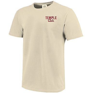 Men's Cream Temple Owls Comfort Colors Mascot Overlay T-Shirt
