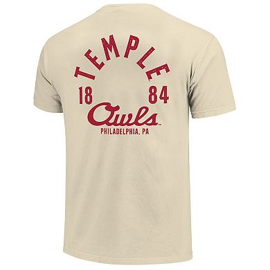 Men's Cream Temple Owls Comfort Colors Mascot Overlay T-Shirt