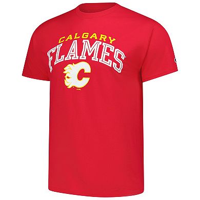 Men's Champion Red Calgary Flames Primary Logo T-Shirt