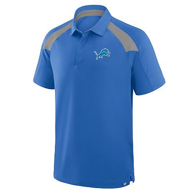Men's Fanatics Blue Detroit Lions Back Around Raglan Polo
