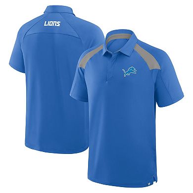 Men's Fanatics Blue Detroit Lions Back Around Raglan Polo