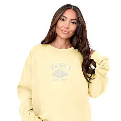 Simply Sage Market Embroidered Hawaii Flower Garment Dyed Sweatshirt