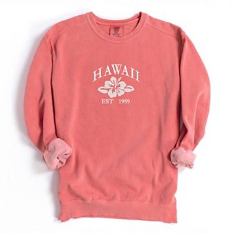 Simply Sage Market Embroidered Hawaii Flower Garment Dyed Sweatshirt