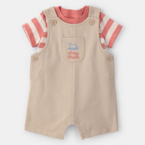 Carter's Baby Carter's 2 pc Boat Striped Overall & T-Shirt Set