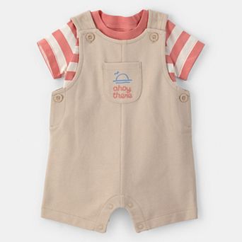 Baby Carter's 2 pc Boat Striped Overall & T-Shirt Set