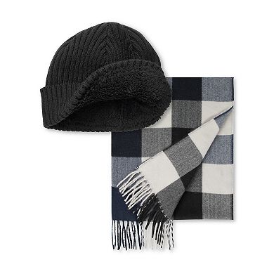Men's Dockers 2-pc. Beanie & Brushed Plaid Scarf Gift Set