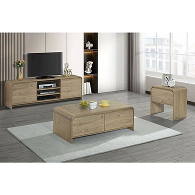 New Classic Furniture Mara 3-Piece 47 in. Natural Rectangular Wood Coffee Table with 2 End Tables
