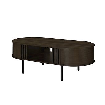 New Classic Furniture Brax 47.25 in Walnut Oval Wood Coffee Table