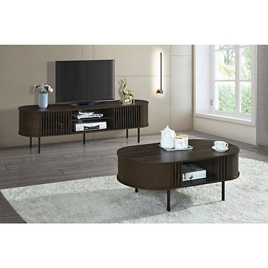 New Classic Furniture Brax 47.25 in. Walnut Oval Wood Coffee Table