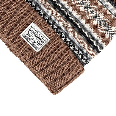 Men's Levi's® Fair Isle Knit Beanie with Levi Strauss & Co Logo Patch