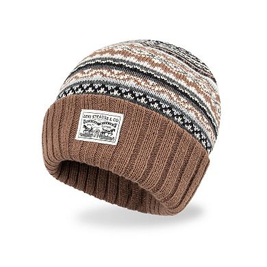 Men's Levi's® Fair Isle Knit Beanie with Levi Strauss & Co Logo Patch