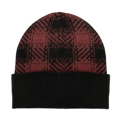 Men's Levi's Double Horse Logo Patch Brushed Plaid Beanie