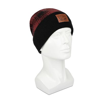Men's Levi's Double Horse Logo Patch Brushed Plaid Beanie