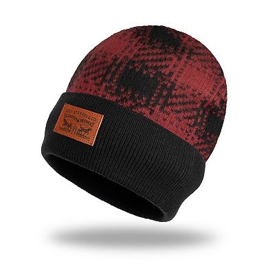 Men's Levi's Double Horse Logo Patch Brushed Plaid Beanie