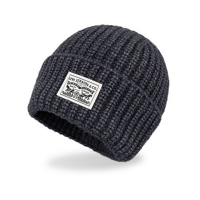Men's Levi's Chunky Rib Knit Beanie With Logo Patch